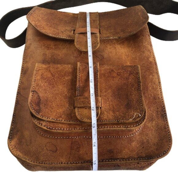 🌻host pick🌼 Vintage 70s distressed rectangle shaped leather shoulder bag purse - Picture 14 of 16